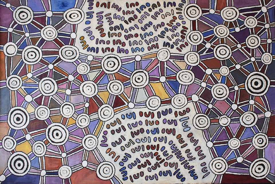 Ngapa Jukurrpa (Water Dreaming) - Puyurru - BNPWU779/24ny by Bess Napanangka Poulson