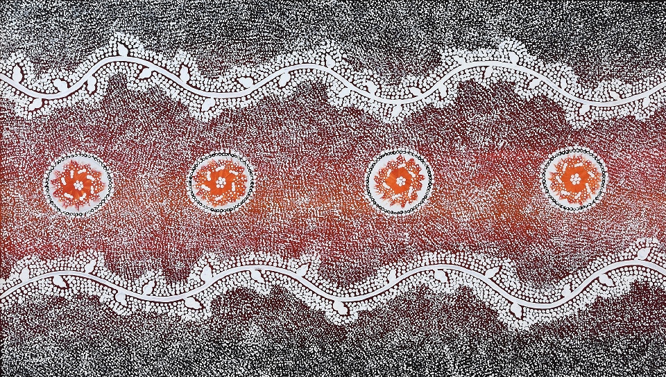 Yarla Jukurrpa (Bush Potato Dreaming) - Cockatoo Creek - BLGWU3862/18 by Bethany Nakamarra Langdon