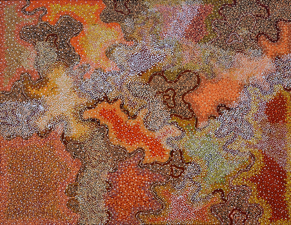 Ngapa Jukurrpa (Water Dreaming) - Puyurru - CNRWU4177/16 by Chantelle Nampijinpa Robertson