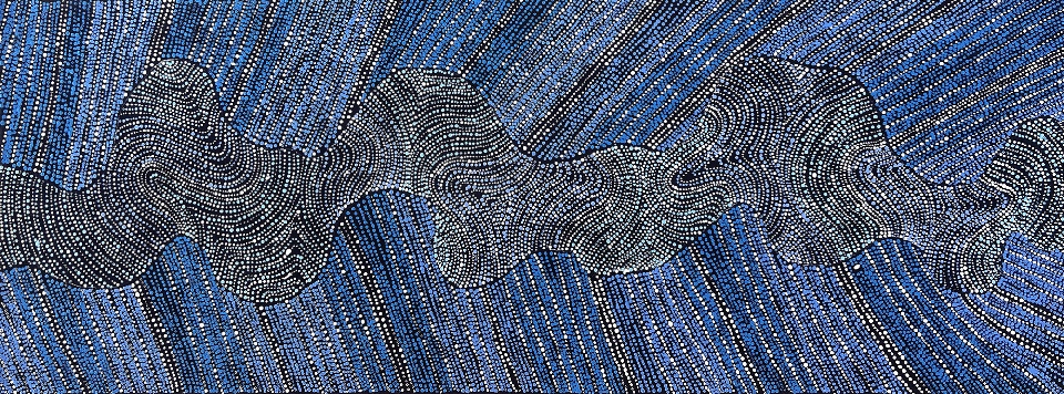 Ngapa Jukurrpa (Water Dreaming) - Puyurru - CNRWU295/23 by Chantelle Nampijinpa Robertson