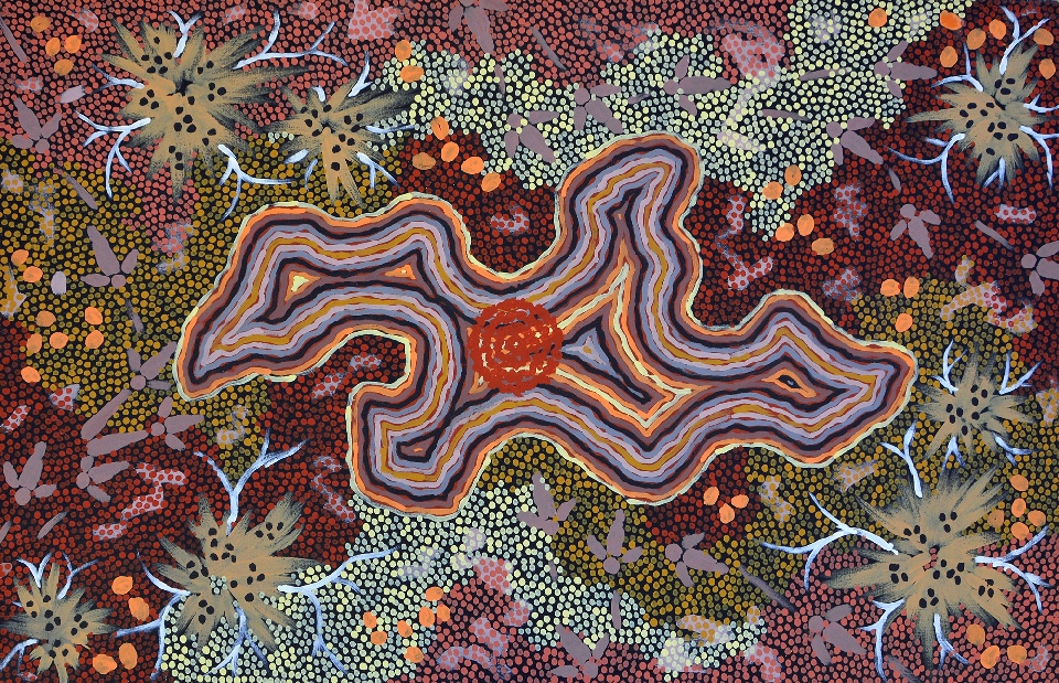 Napperby Lake - CPJAH0069 by Clifford Possum Tjapaltjarri