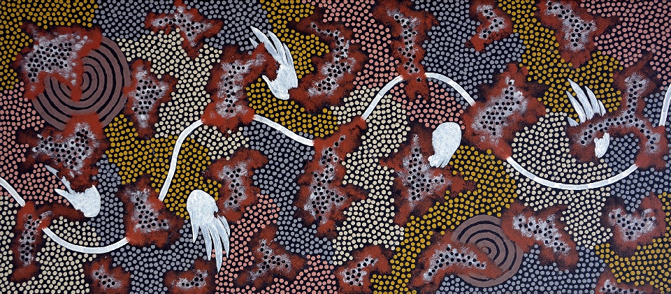 Goanna Dreaming - Bush Fire - DPTU18342 by Danny Tjampitjinpa Possum Ramzan