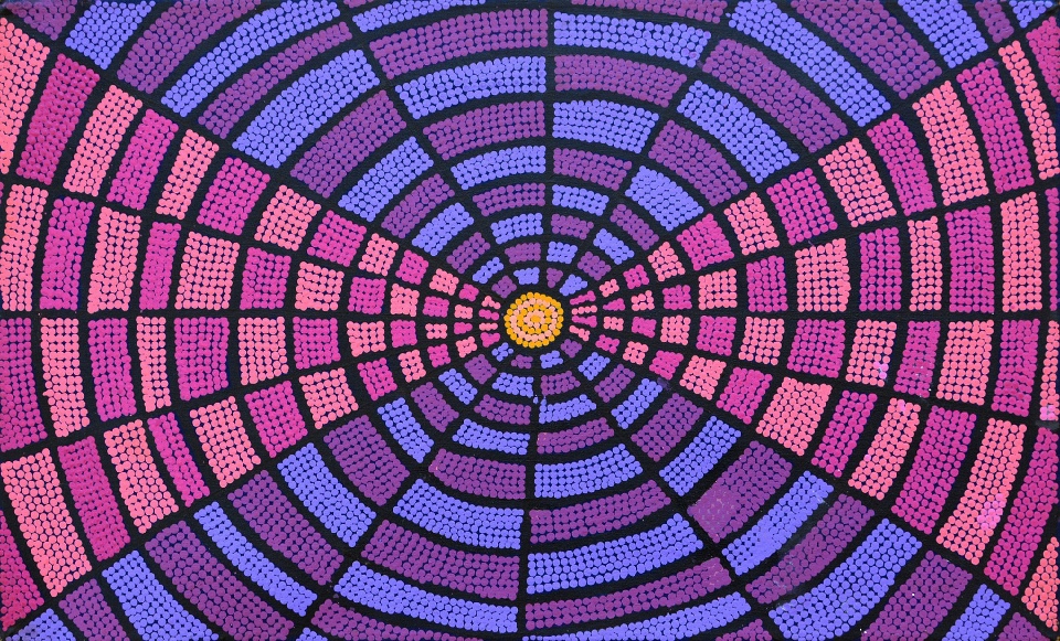 Yarungkanyi Jukurrpa (Mt Doreen Dreaming) - ENHWU103/09ny by Emily Nampijinpa Hudson