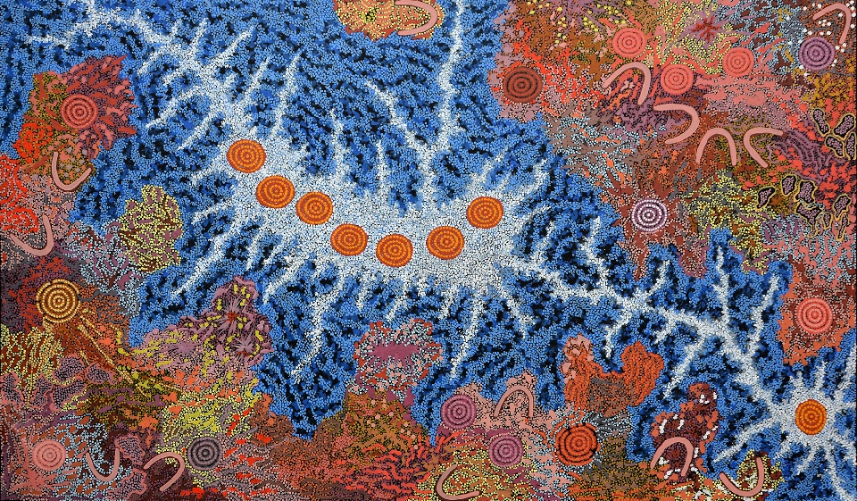 Grandmother's Country and Seven Sisters Dreaming - GPNU13392 by Gabriella Possum Nungurrayi