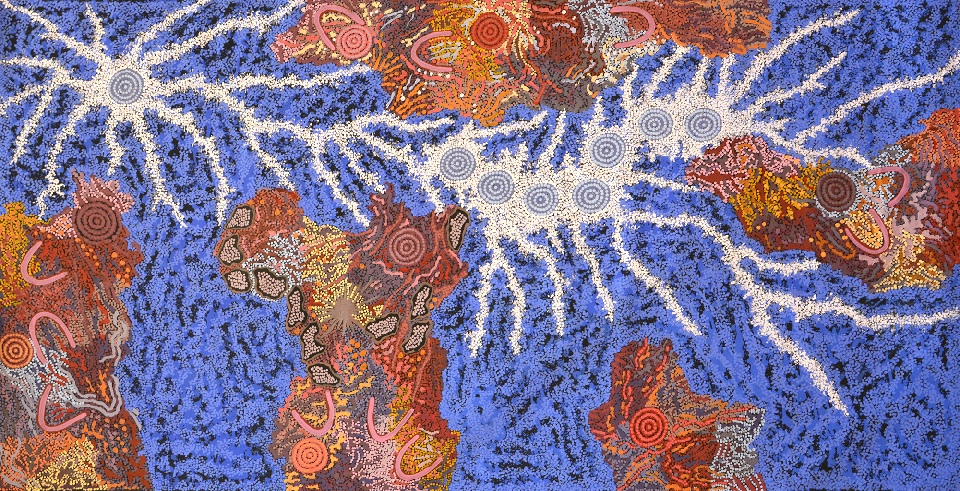 Grandmother's Country and Seven Sisters Dreaming - GPNU18149 by Gabriella Possum Nungurrayi