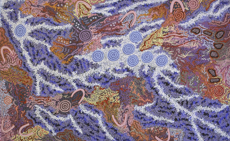 Grandmother's Country and Seven Sisters Dreaming - GPNU18201 by Gabriella Possum Nungurrayi
