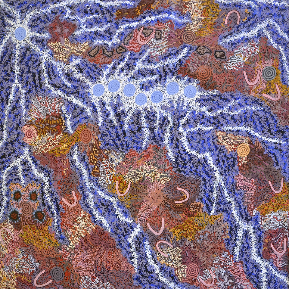 Grandmother's Country and Seven Sisters Dreaming - GPNU18153 by Gabriella Possum Nungurrayi