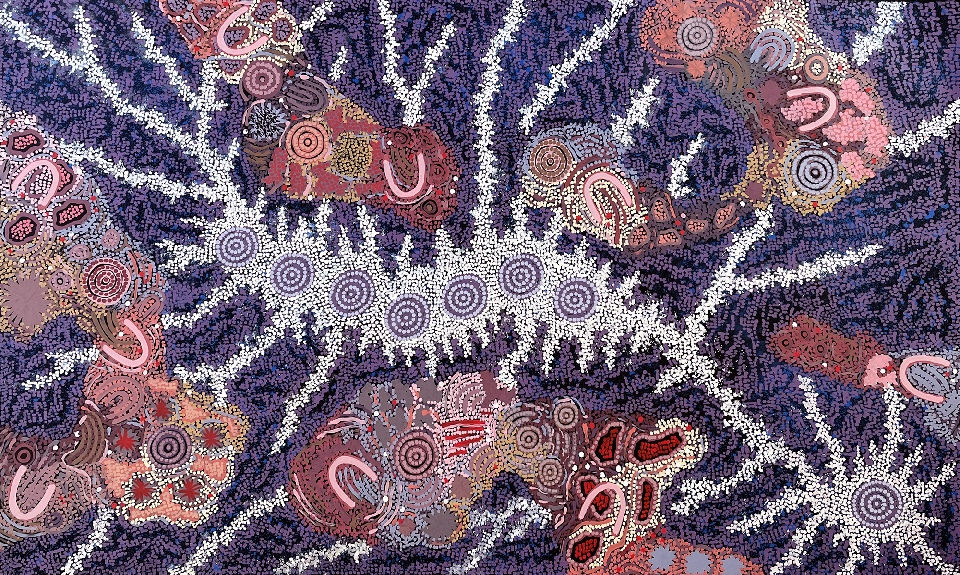 Grandmother's Country and Seven Sisters Dreaming - GPNU211808 by Gabriella Possum Nungurrayi