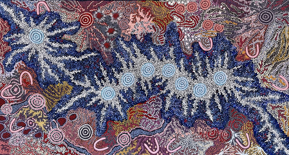 Grandmother's Country and Seven Sisters Dreaming - GPNU212264 by Gabriella Possum Nungurrayi