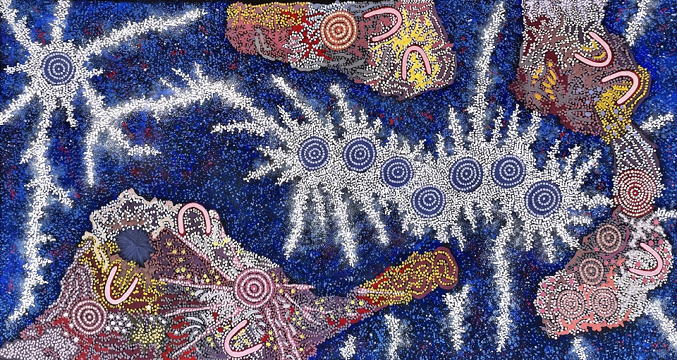 Grandmother's Country and Seven Sisters Dreaming - GPNU212265 by Gabriella Possum Nungurrayi