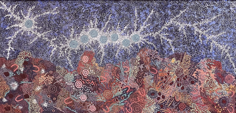 Grandmother's Country and Seven Sisters Dreaming -  GPNU223960 by Gabriella Possum Nungurrayi