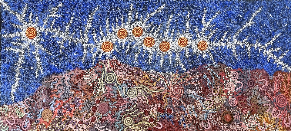 Grandmother's Country and Seven Sisters Dreaming - GPNU2232958 by Gabriella Possum Nungurrayi