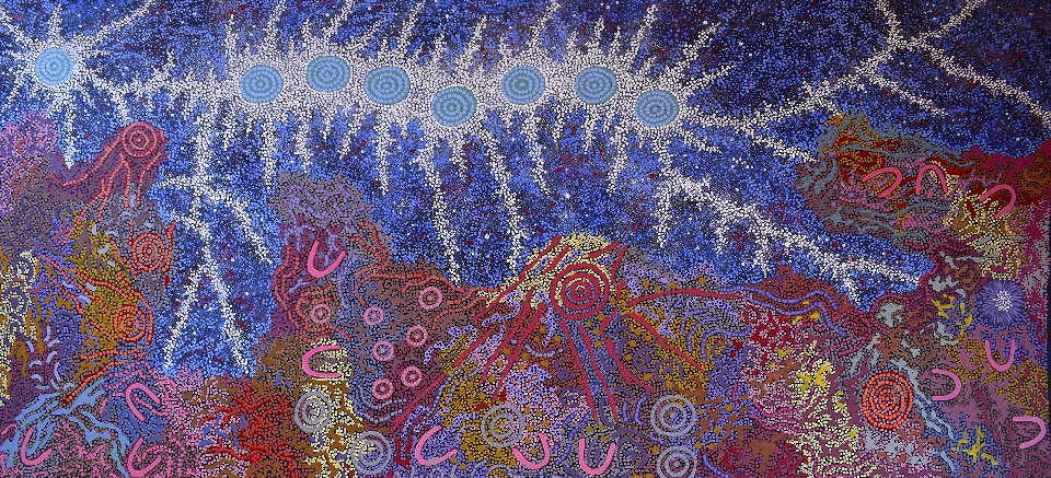 Grandmother's Country and Seven Sisters Dreaming - GPNU2233247 by Gabriella Possum Nungurrayi