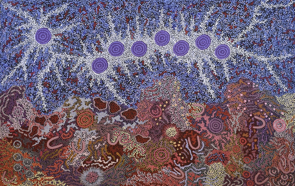 Grandmother's Country and Seven Sisters Dreaming - GPNU2233317 by Gabriella Possum Nungurrayi