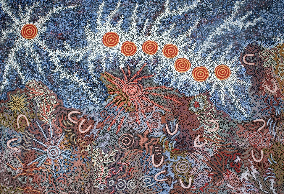 Grandmother's Country and Seven Sisters Dreaming - GPNU2233265 by Gabriella Possum Nungurrayi
