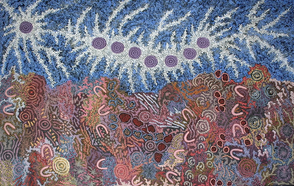 Grandmother's Country and Seven Sisters Dreaming - GPNU23129 by Gabriella Possum Nungurrayi