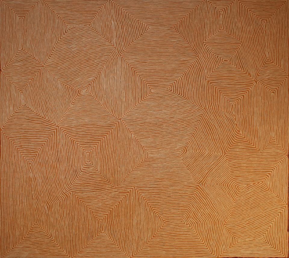 Wilkinkarra (Lake Mackay) - GHTHF2025001 by George Hairbrush Tjungurrayi