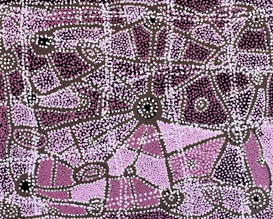 Ngapa Jukurrpa (Water Dreaming) - Puyurru - HROWU459/14 by Helen Nampijinpa Robertson