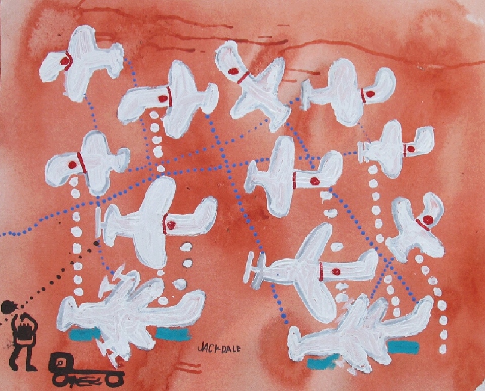 Japanese Zeros Attacking Dutch Seaplanes- Roebuck Bay 1942 - JDAMN004 by Jack Dale