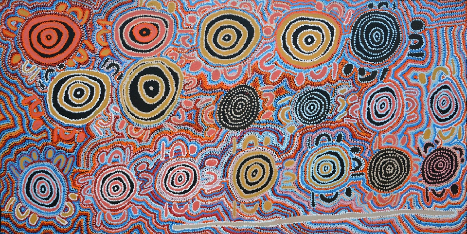 Mina Mina Jukurrpa (Mina Mina Dreaming) - Ngalyipi - JNLWU1068/17ny by Jeanie Napangardi Lewis