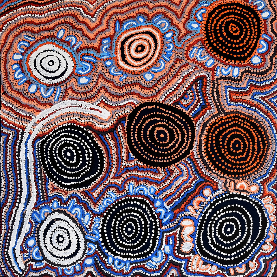 Mina Mina Jukurrpa (Mina Mina Dreaming) - Ngalyipi - JNLWU131/17ny by Jeanie Napangardi Lewis