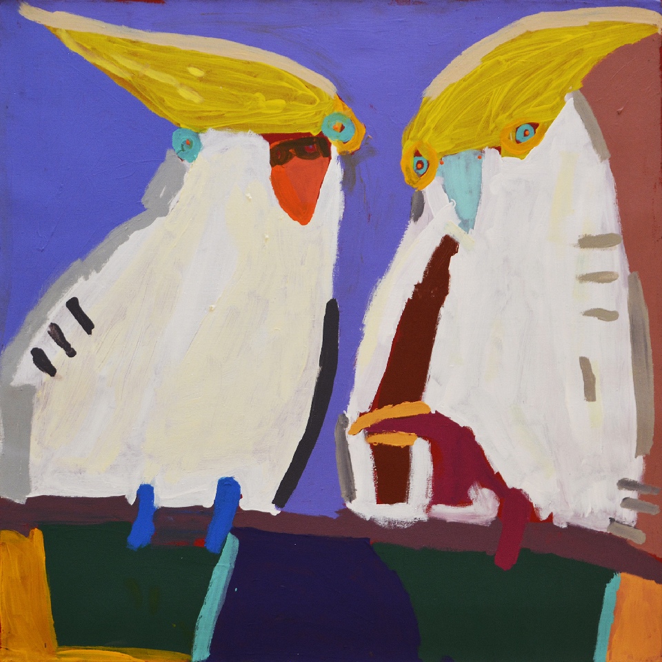 Sulphur Crested Cockatoos - KNBWU1192/19 by Karen Napaljarri Barnes