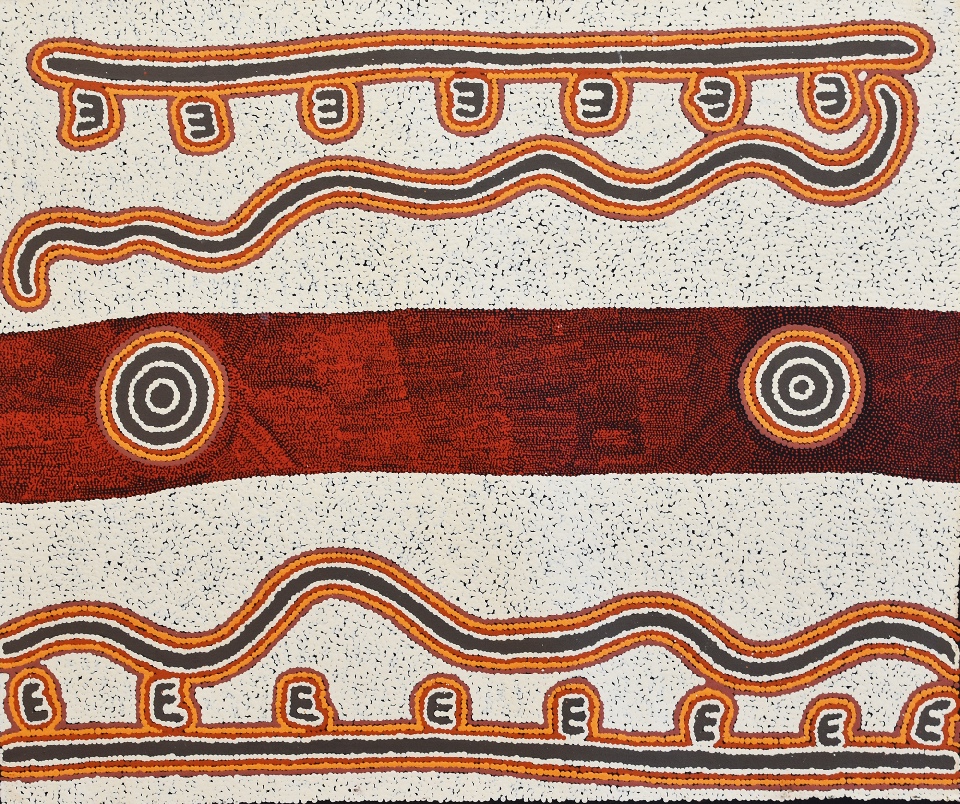 Pamapardu Jukurrpa (Flying Ant Dreaming) - KNRWU9363/22 by Kara Napangardi Ross