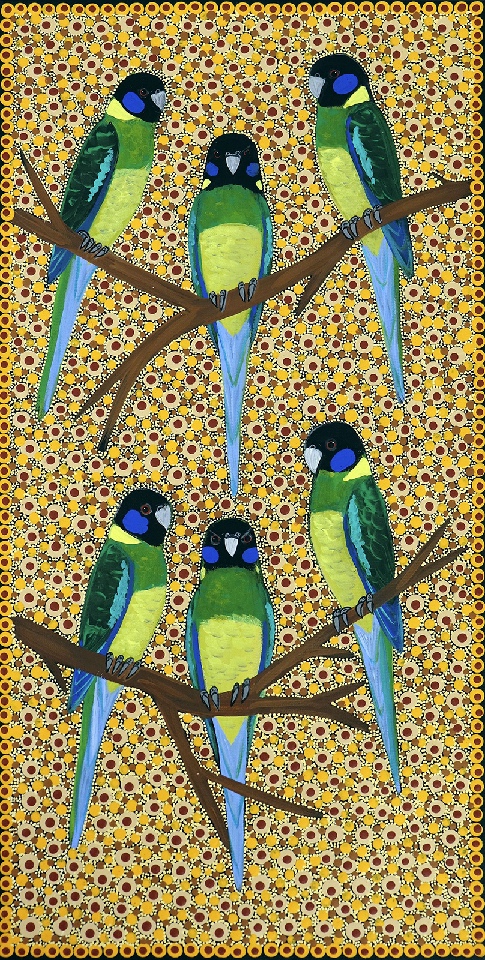 Ring Neck Parrots - KBZG0579 by Kathleen Buzzacott