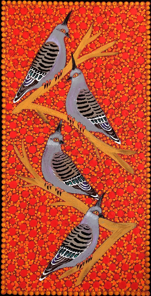 Top Knot Pigeons - KBZG0606 by Kathleen Buzzacott
