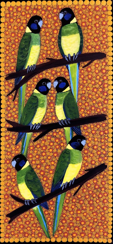 Ring Neck Parrots - KBZG0614 by Kathleen Buzzacott