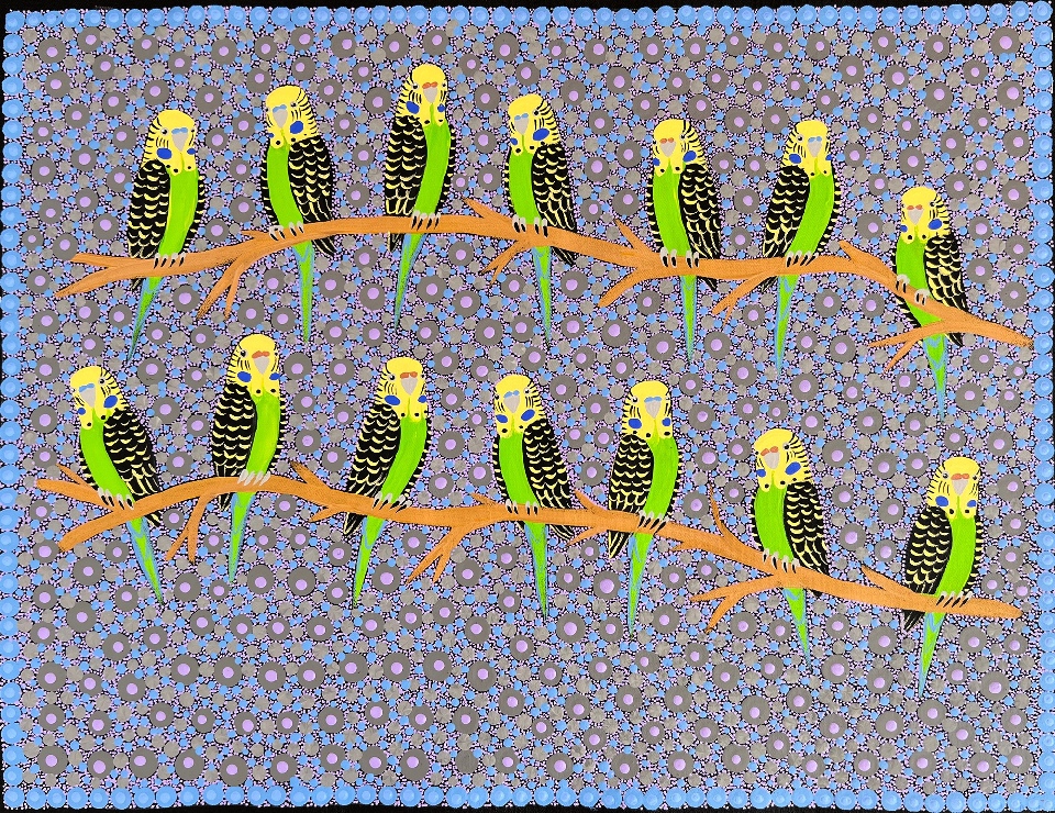 Budgerigars - KBZG0725 by Kathleen Buzzacott