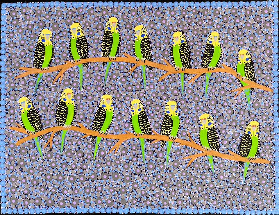 Budgerigars - KBZG0725 by Kathleen Buzzacott