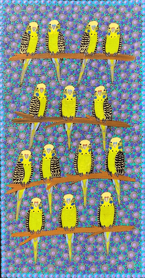 Budgerigars - KBZG0804 by Kathleen Buzzacott