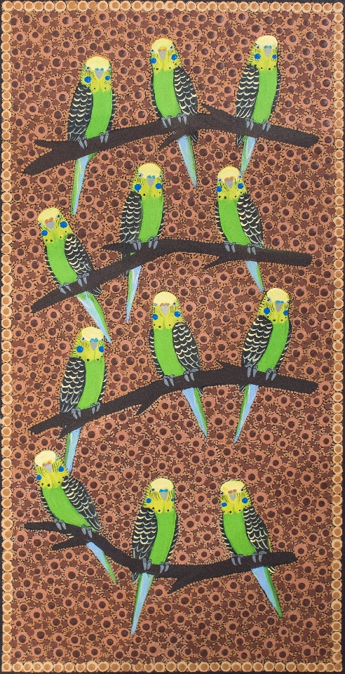 Budgerigars - KBZG1030 by Kathleen Buzzacott
