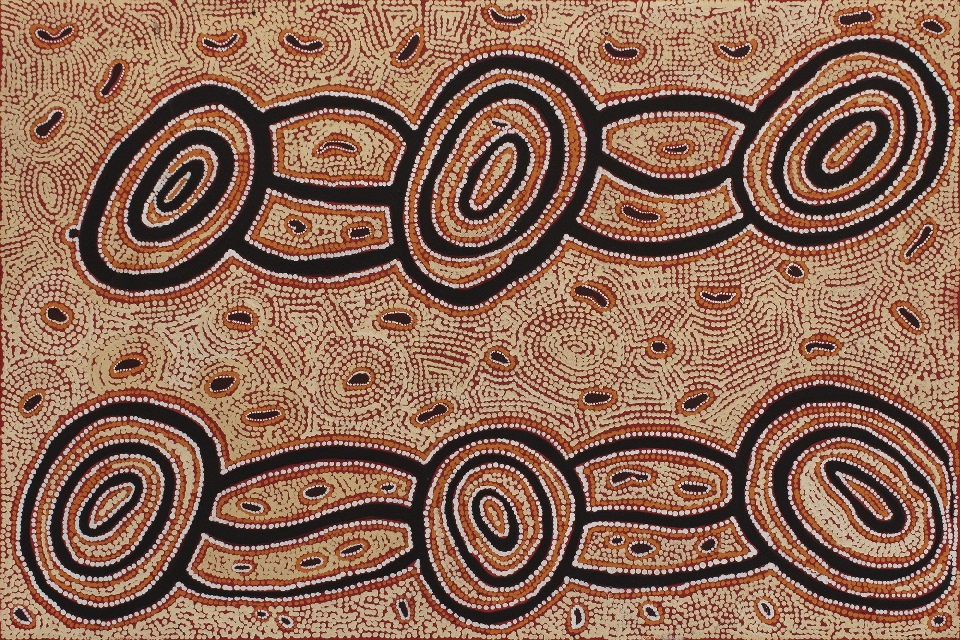 Warna Jukurrpa (Snake Dreaming) - LJSWU2069/24 by Leston Japaljarri Spencer
