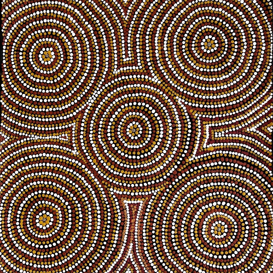 Ngapa Jukurrpa (Water Dreaming) - Mikanji - LNBWU3629/22 by Lola Nampijinpa Brown