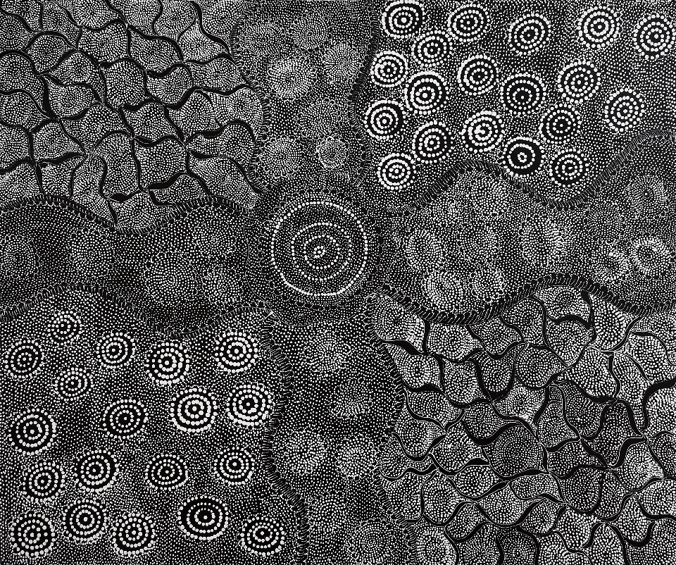 Ngapa Tjukurrpa (Water Dreaming) - LNBJ0004 by Lola Nampijinpa Brown