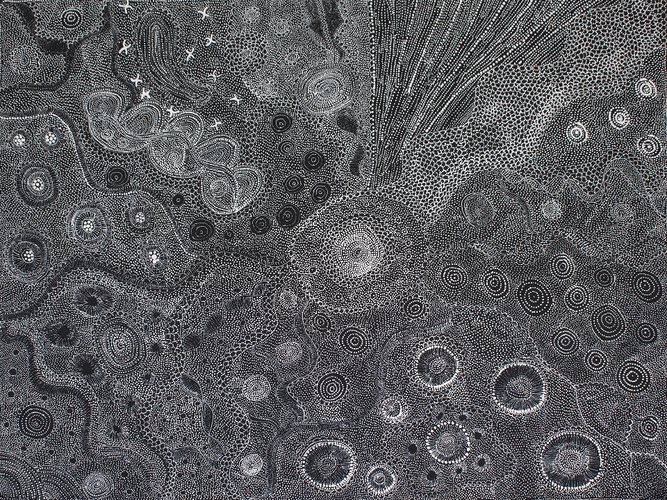 Ngapa Jukurrpa (Water Dreaming) - LNBJ0008 by Lola Nampijinpa Brown
