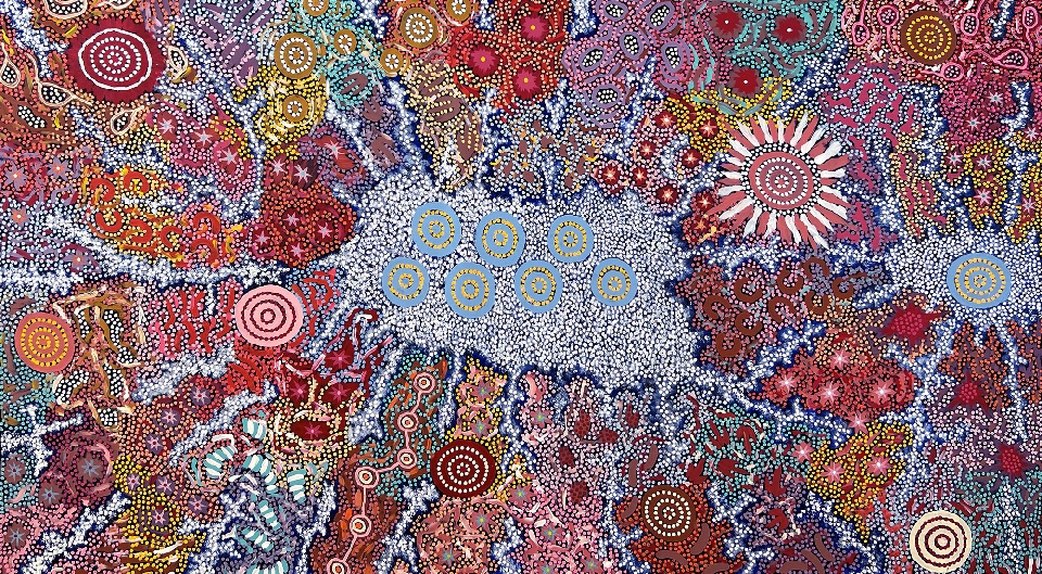Grandmother's Country and Seven Sisters Dreaming - MEPU222292 by Michelle Possum Nungurrayi