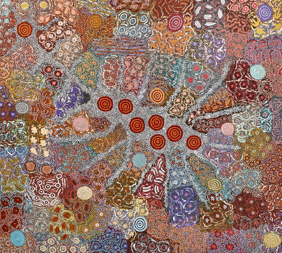 Grandmother's Country and Seven Sisters Dreaming - MEPU222341 by Michelle Possum Nungurrayi