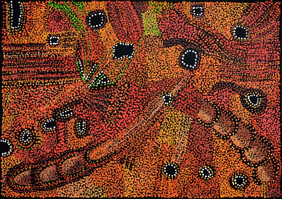 Kalaya Tjukurrpa (Emu Dreaming) - PBAG0027 by Patricia Baker Tunkin