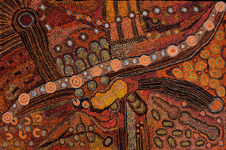 Kalaya Tjukurrpa (Emu Dreaming) - PBAG0029A by Patricia Baker Tunkin