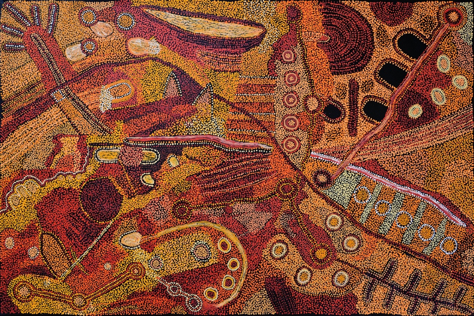 Kalaya Tjukurrpa (Emu Dreaming) - PBAG0031 by Patricia Baker Tunkin