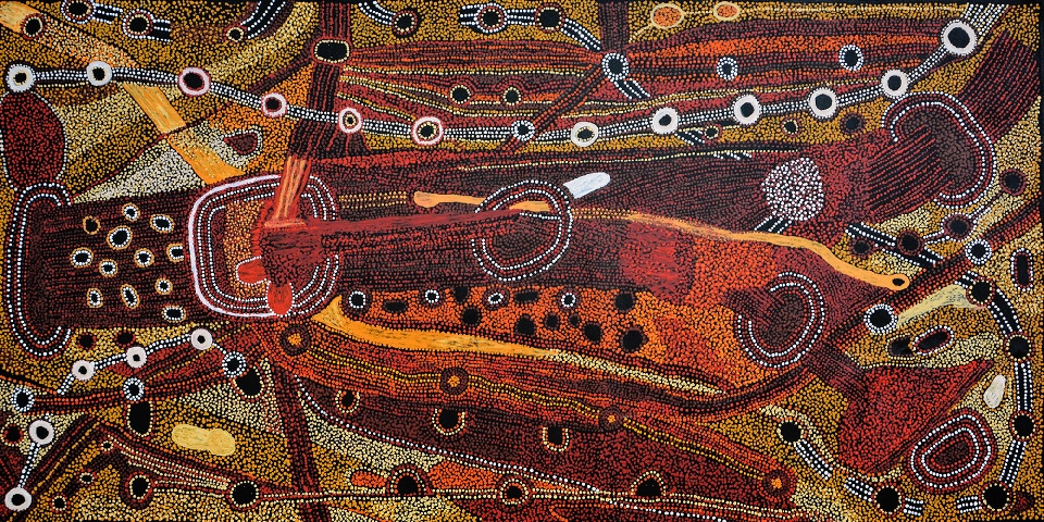 Kalaya Tjukurrpa (Emu Dreaming) - PBAG0033 by Patricia Baker Tunkin