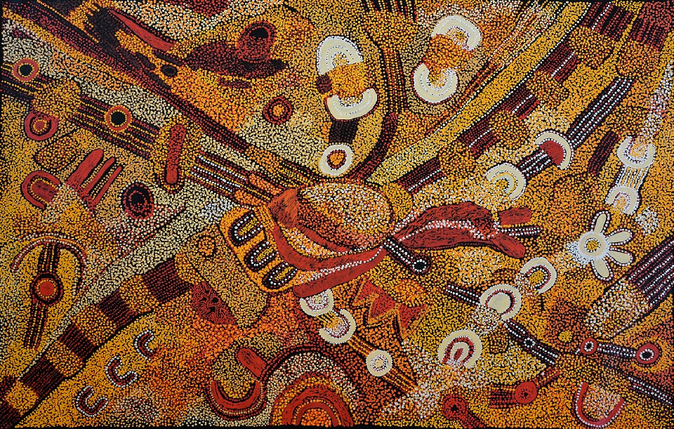 Kalaya Tjukurrpa (Emu Dreaming) - PBAG0034 by Patricia Baker Tunkin