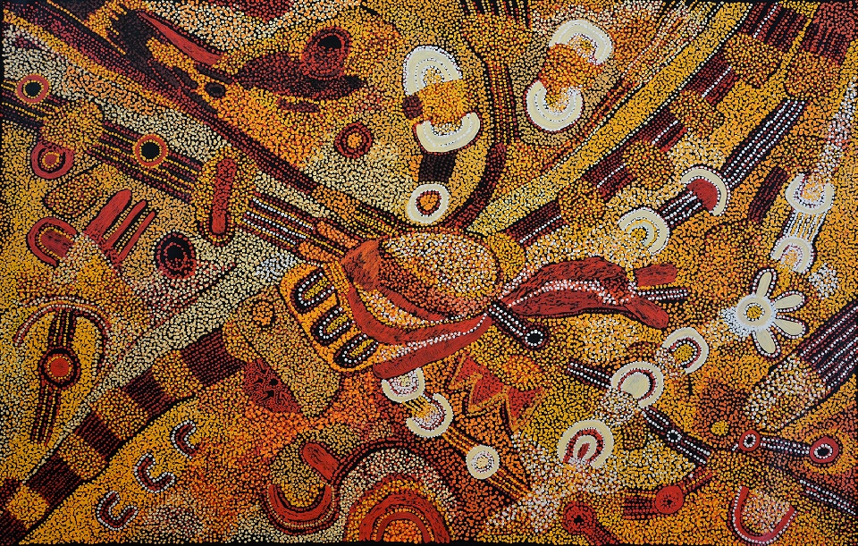 Kalaya Tjukurrpa (Emu Dreaming) - PBAG0034 by Patricia Baker Tunkin