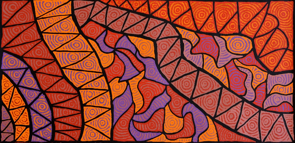 Mina Mina Jukurrpa (Mina Mina Dreaming) - PGAWU476/14ny by Pauline Napangardi Gallagher