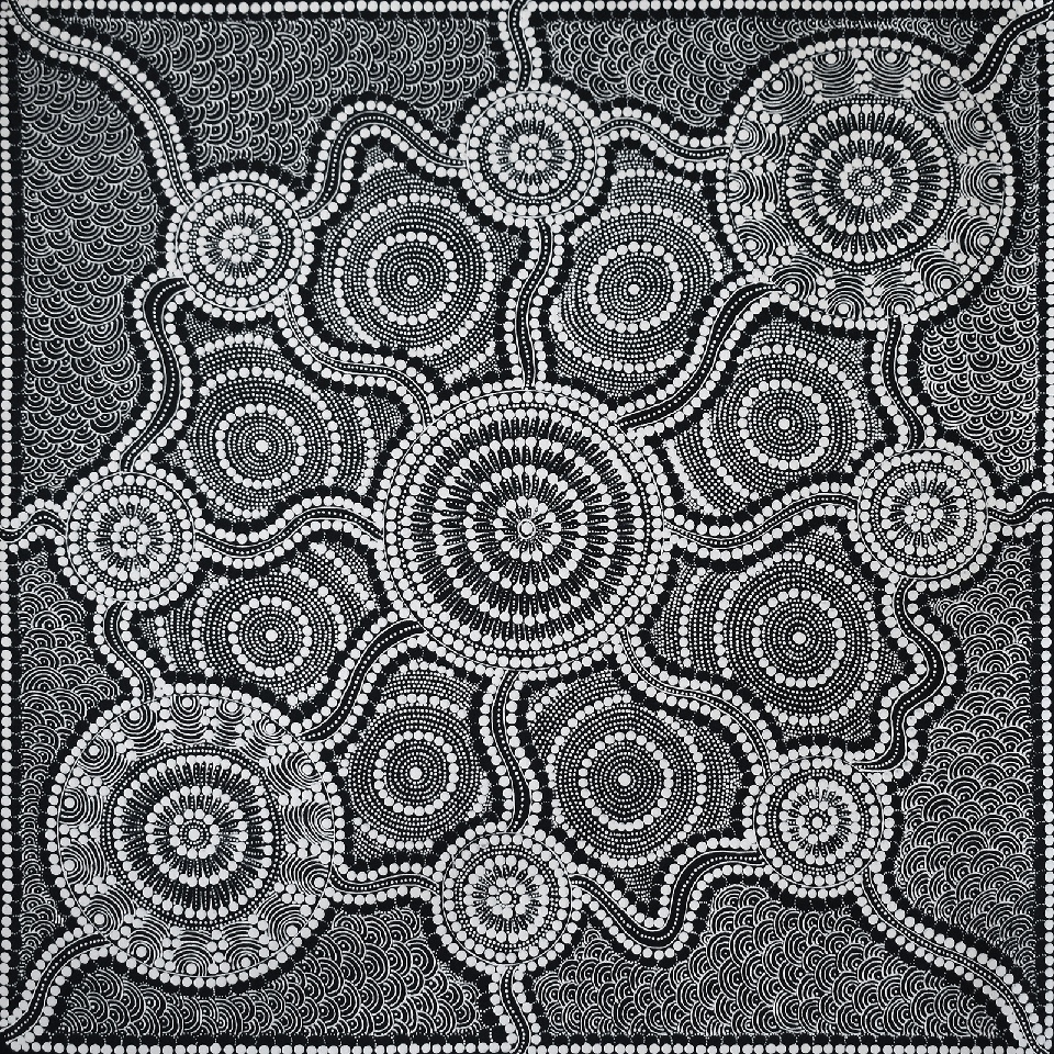 Ngapa Jukurrpa (Water Dreaming) - RJRG0002 by Reanelle Nungarrayi Jurrah