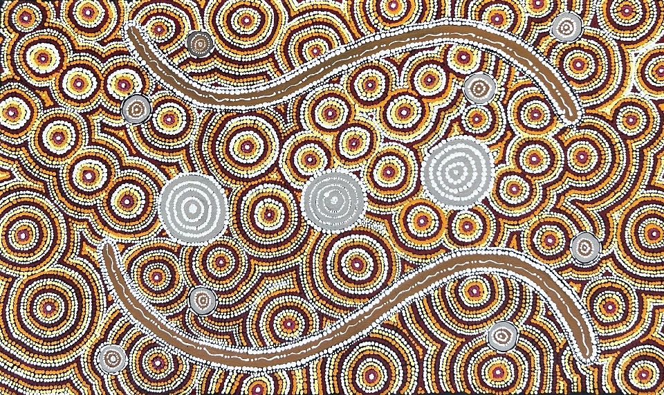 Marlu Jukurrpa (Red Kangaroo Dreaming) Yarnardilyi & Jurnti - SNKWU7697/22 by Sharlene Nakamarra Nelson