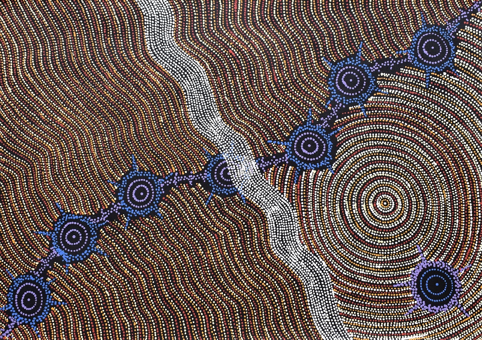 Napaljarri-warnu Jukurrpa (Seven Sisters Dreaming) - SHWWU4009/23 by Shanna Napanangka Williams